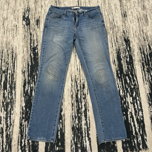 Levi's Womens 505 Blue Cotton Blend Pockets Denim Straight Leg Jeans Size 8L - Picture 1 of 8